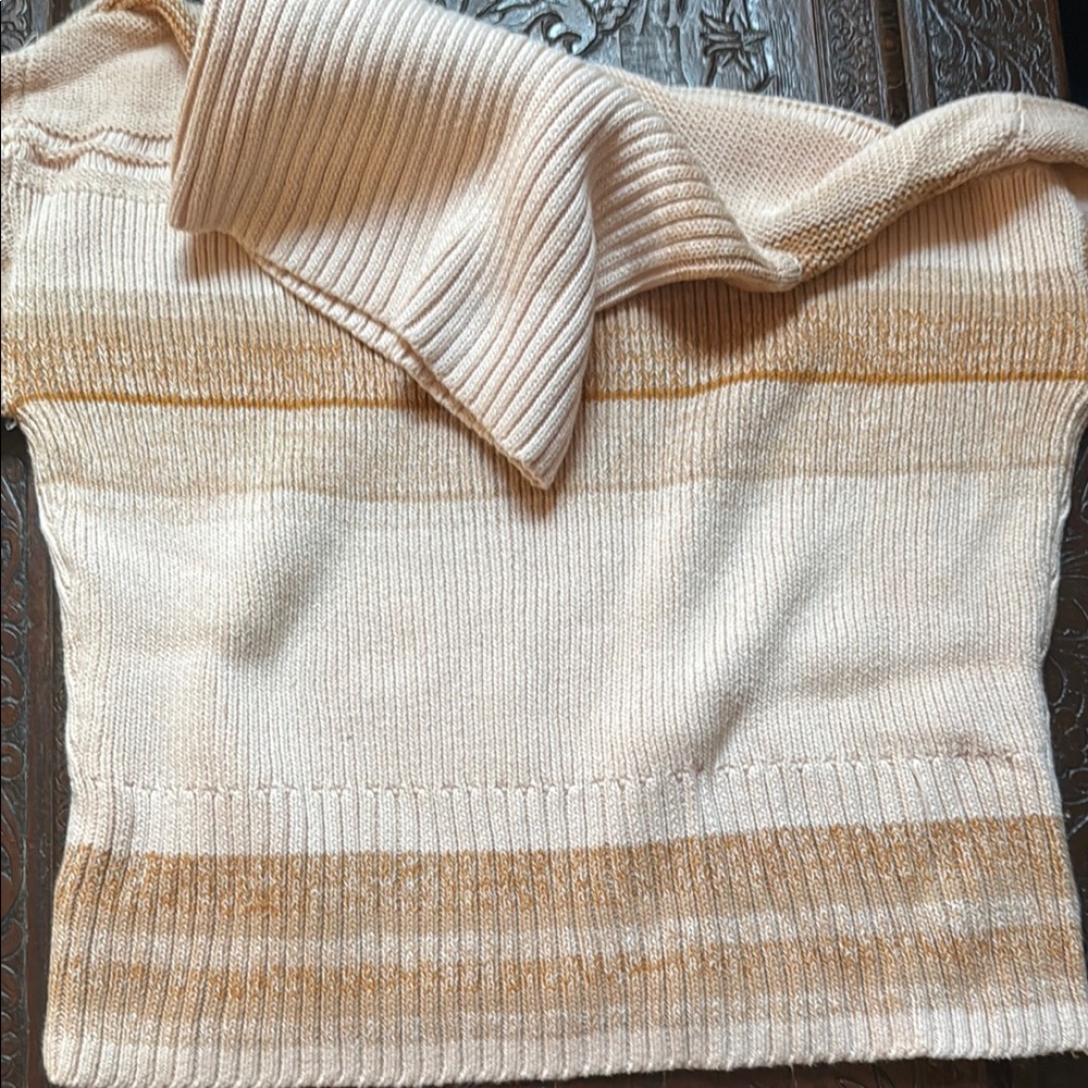 Striped Knit Sweater in Cream and Gold
